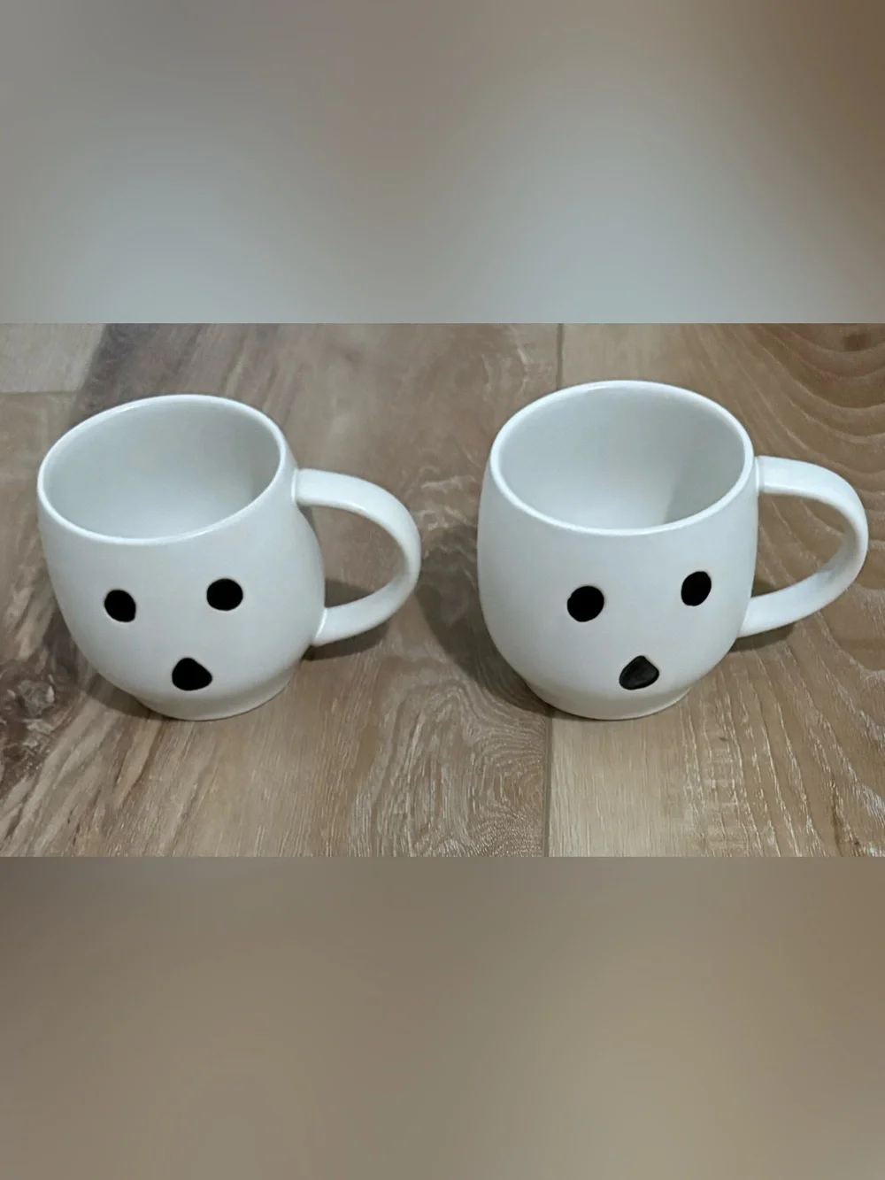 2 - POTTERY BARN GHOST MUGS SET OF 2 Stoneware HALLOWEEN NEW NWT